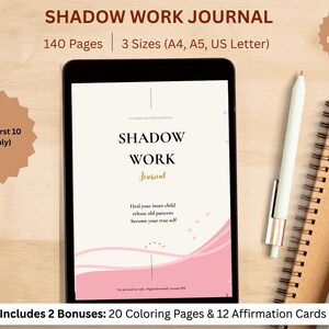 Shadow Work Journal PDF imprimable | Guérison intérieure de l'enfant | 90 invites | Cahier de thérapie