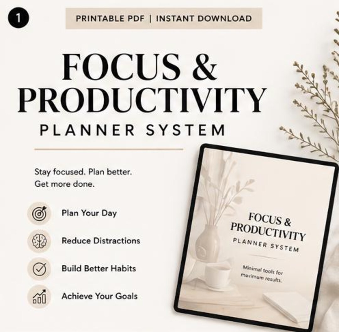 ADHD Focus Planner Printable PDF | Productivity Planner System | Daily ...