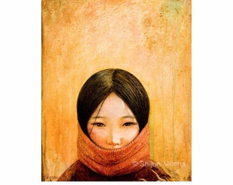 Impresión de arte del Tíbet, Imagen del Tíbet, impresión giclee de color dorado en papel profesional o lienzo por Shijun Munns, Arte espiritual, arte de pared, regalo de arte