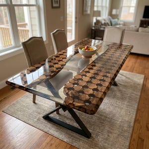 Custom Walnut Conference Table | Epoxy Resin Boardroom Table | Large Office Meeting Table | Made to Order | Modern Executive Furniture