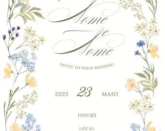 Hochzeitseinladung mit Blumenmuster