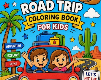 USA Road Trip Coloring Book for Kids | Travel Activity (Digital Download)