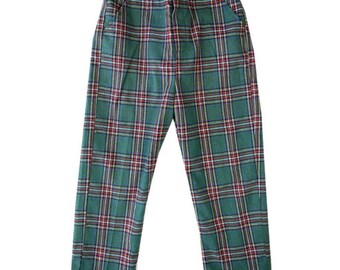 boys green plaid pants