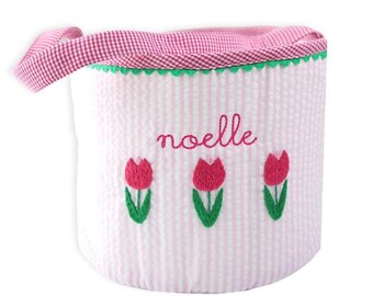 Pink Easter bucket, Monogrammed Easter basket, personalized Easter basket, personalized Easter bucket, Flower Easter Basket