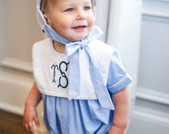 Boy Knit Romper, Girl Knit Romper, Girl Monogrammed Bubble, Boy Monogrammed Bubble, seersucker Baby Romper, Monogram Baby bubble