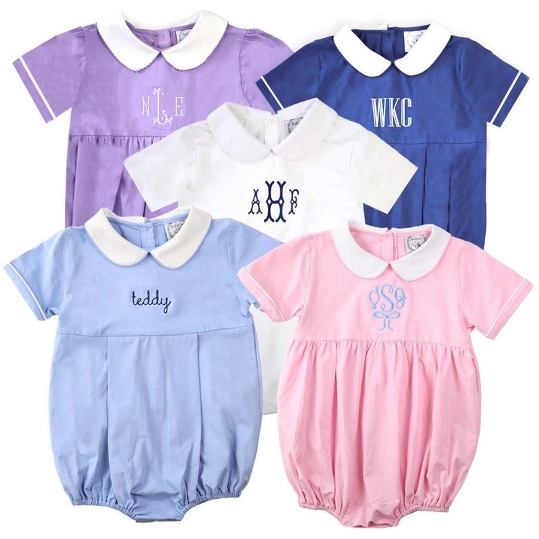 White Bubble Bodysuit Baby Navy Bubble Monogram Baby Bubble Baby