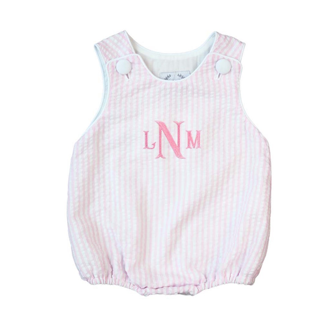 Claire & Charlie Baby Girls Preppy Seersucker Colorblock Whale Bubble with Bows