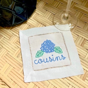 Leinen-Cocktail-Serviette, Monogramm-Getränk-Serviette, Baumwoll-Cocktail-Serviette, Bar-Wagen-Serviette, bestickte Serviette, benutzerdefinierte Leinen-Serviette