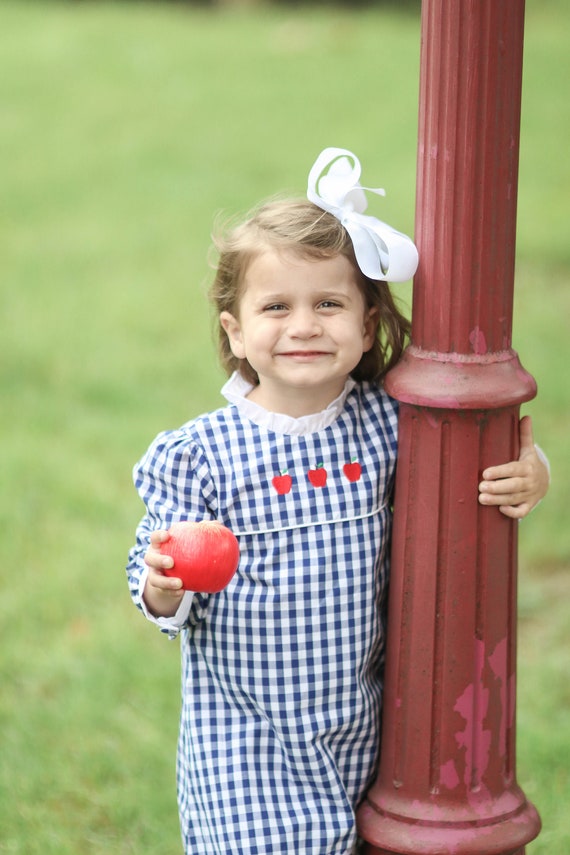 girls blue gingham school dress