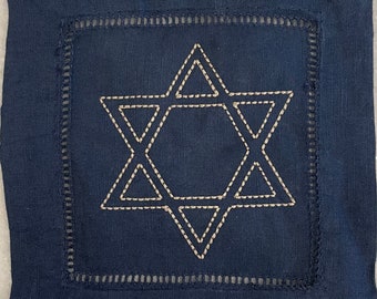 Hanukkah cocktail napkin, Linen Cocktail Napkin, Star of David Napkin, Jewish gift, Cocktail Napkin, Bar Cart Napkin, Embroidered Napkin