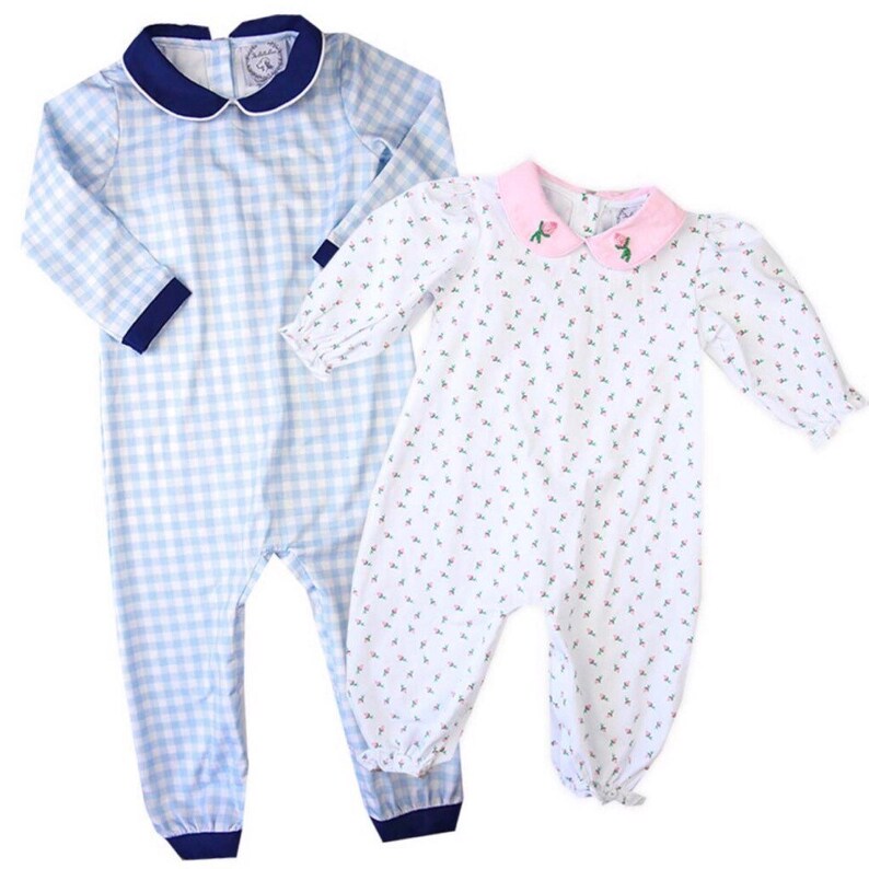 Boy Light Blue Gingham Romper Light Blue Gingham Baby Etsy