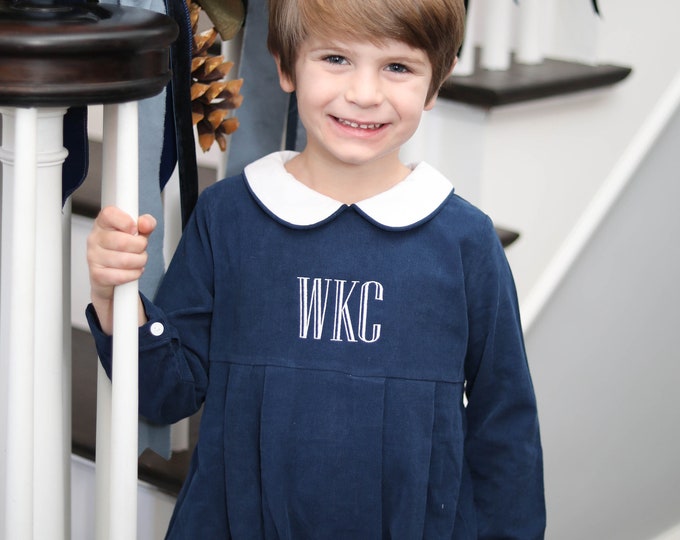 Navy Blue Corduroy BUBBLE, Boy Blue Bubble, Boy Monogrammed Bubble, New