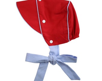Baby Red Bonnet, Boy Monogrammed Red Bonnet, New Baby boy Bonnet, Monogrammed baby boy gift, monogrammed baby hat, toddler bonnet