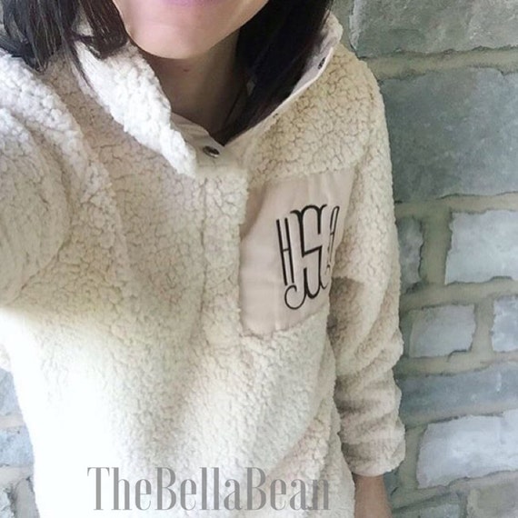 Ivory Cream Sherpa Embroidered Button 