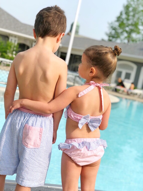 gingham two piece swimsuit