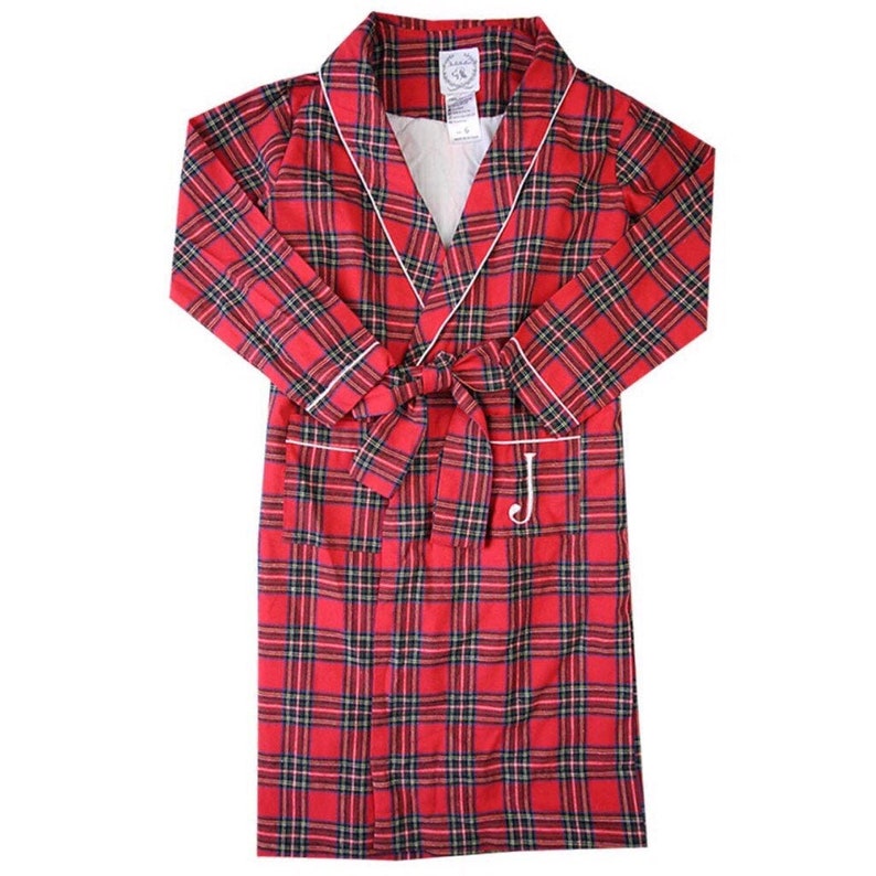 Boy Red Tartan Plaid Flannel Robe Boy Christmas Robe Red Etsy