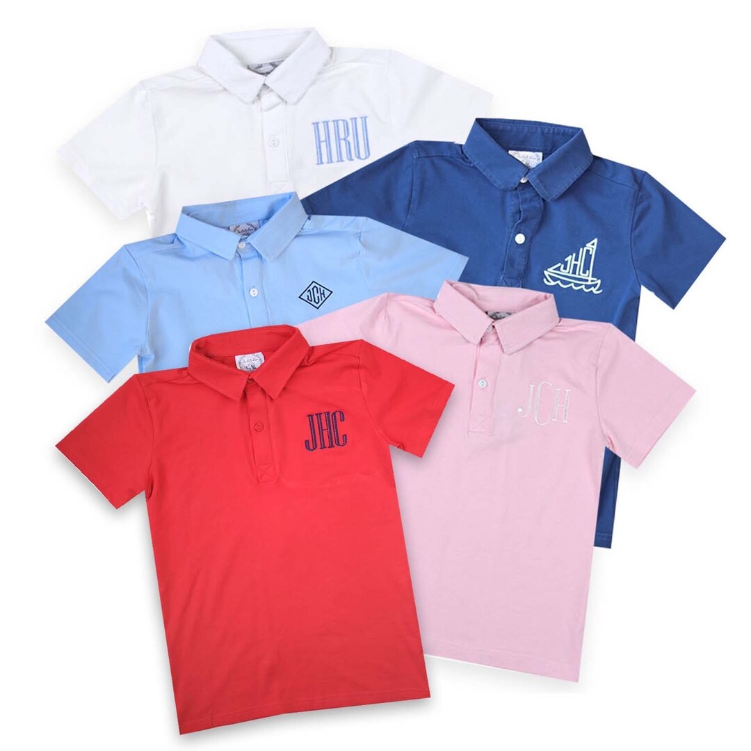Boy Monogrammed Polo Shirt, Boy Dress Shirt, Boy Personalized Polo, Boy Button Down, Boy Dress