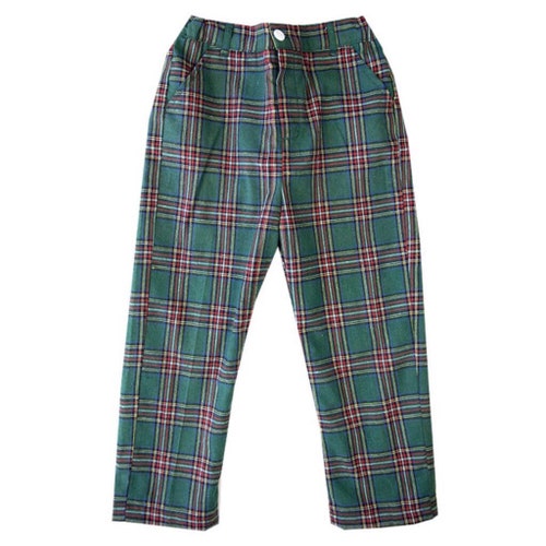 Green Tartan Plaid Pants Boy Green 