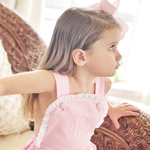 Pink Knit Sunsuit Bubble, Baby Girl Bubble, Girl Romper, Personalized Baby Bubble, Monogrammed Baby Gift, Baby Romper, Ruffle Knit Bubble