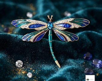 1 spilla vintage a forma di libellula in cristallo, spilla da bavero a forma di insetto con strass scintillanti, accessorio ispirato alla natura.