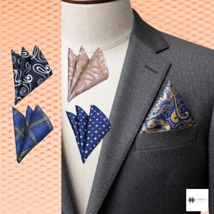 Men's Plaid Paisley Pocket Square, 25cm Fabric Handkerchief, Classic Suit & Blazer Accessory, Weeding Suit