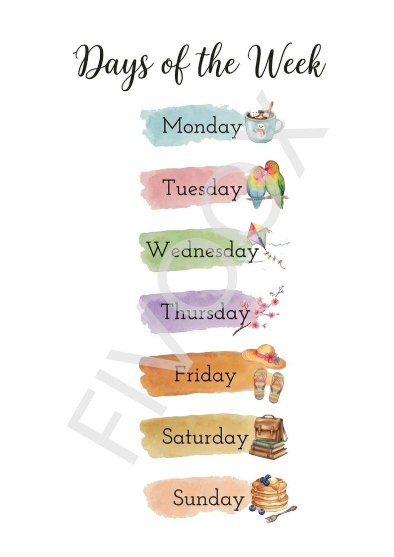 Days of the Week + Months of the Year Posters Printable | Watercolor ...