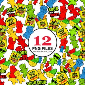 Sour Patch Kids Clipart Set | 12 PNG Files | Sour Candy Clipart | Kids Party Clipart | Junk Food Clipart | Digital Sticker | Downloadable