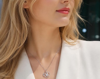 Dainty Heart Moissanite Necklace in Sterling Silver, Romantic Minimalist Jewelry, Everyday Gift for Her