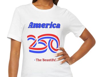 Camiseta unisex "America the Beautiful 250 years", disponible hasta la talla 5XL.