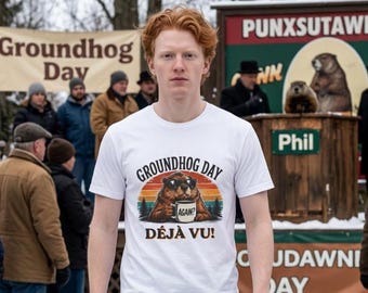 Camiseta de algodón con estampado "Marmota Día Deja Vu", hasta la talla 5XL.