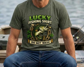 Camiseta Lucky Fishing. No lavar. Camiseta de algodón. Tallas desde XS hasta 5XL.
