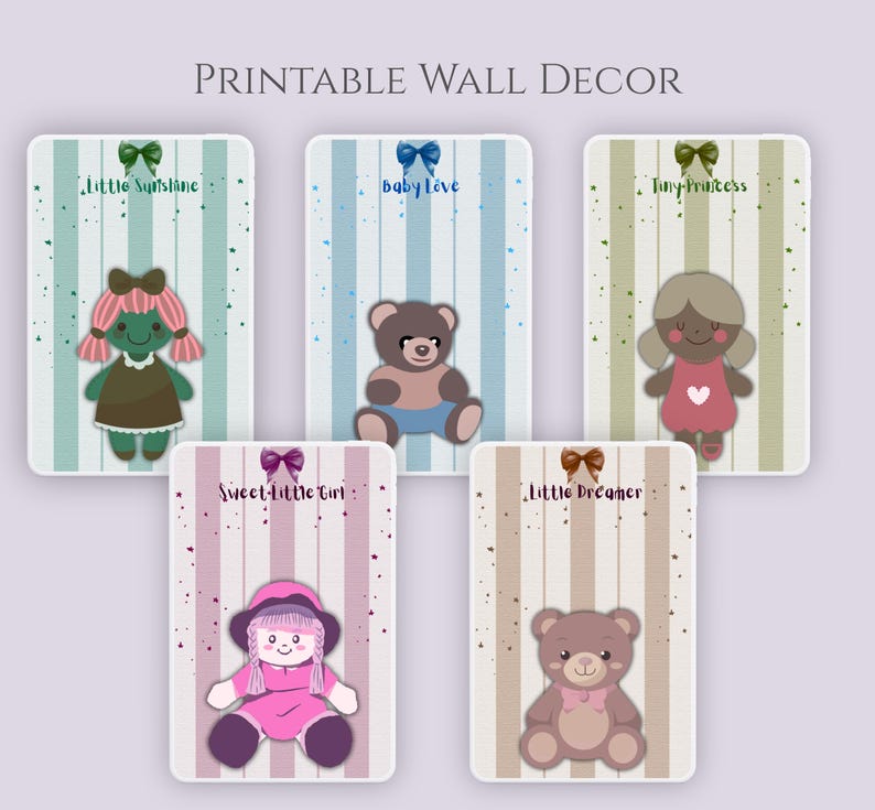 Pink Nursery Wall Art Set Printable | Editable Canva Prints | Vintage ...