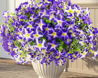 Petunias artificiales moradas para decoración de exteriores