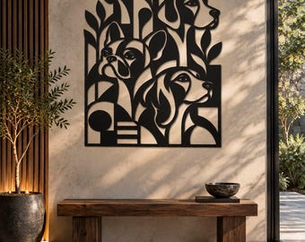 Abstrakte geometrische Hunde-Wandkunst | Moderne Dekoration für Tierliebhaber (Digitale Datei)