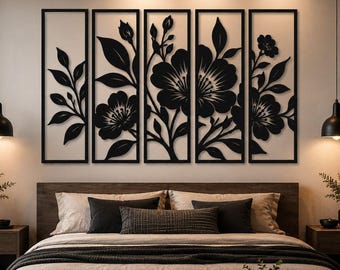 6-teiliges florales Metall-Wandbild | Botanischer Garten, lasergeschnittene Datei (digitaler Download)
