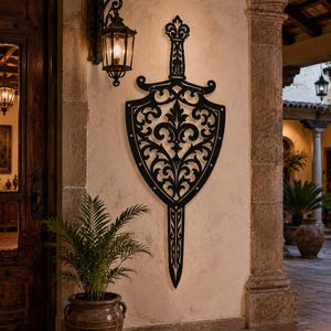 Escudo de espada ornamental SVG / Arte mural gótico medieval (descarga digital) imagen 6