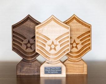 Custom Wooden Air Force Rank Plaque | Engraved Name Plate, Military Promotion Gift