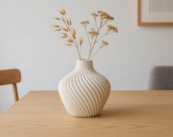 Jarrón texturizado impreso en 3D: Decoración moderna para el hogar en PLA con diseño acanalado