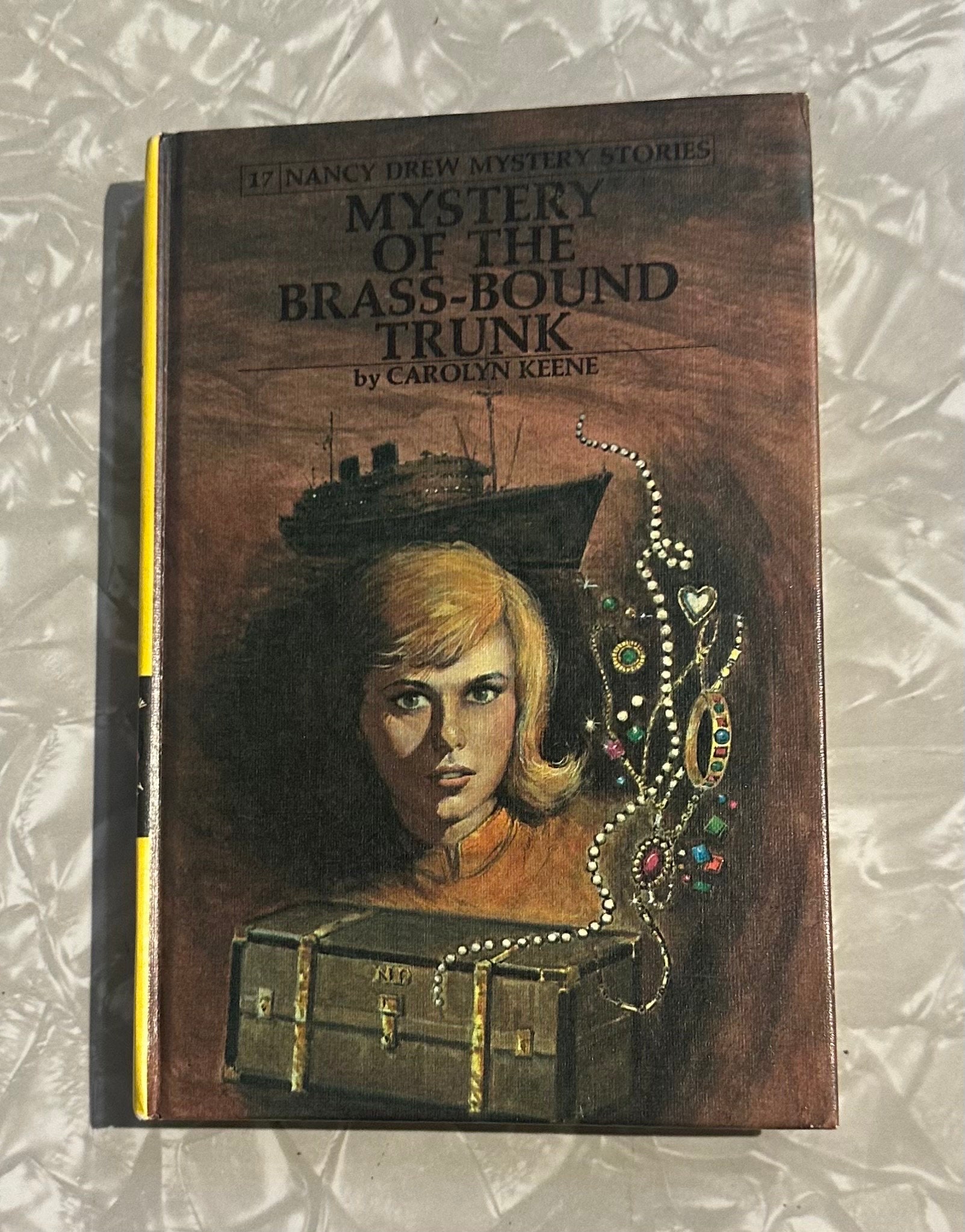 Nancy Drew #17 Mystery of the Brass Bound Trunk RT Yellow Spine Picture ...
