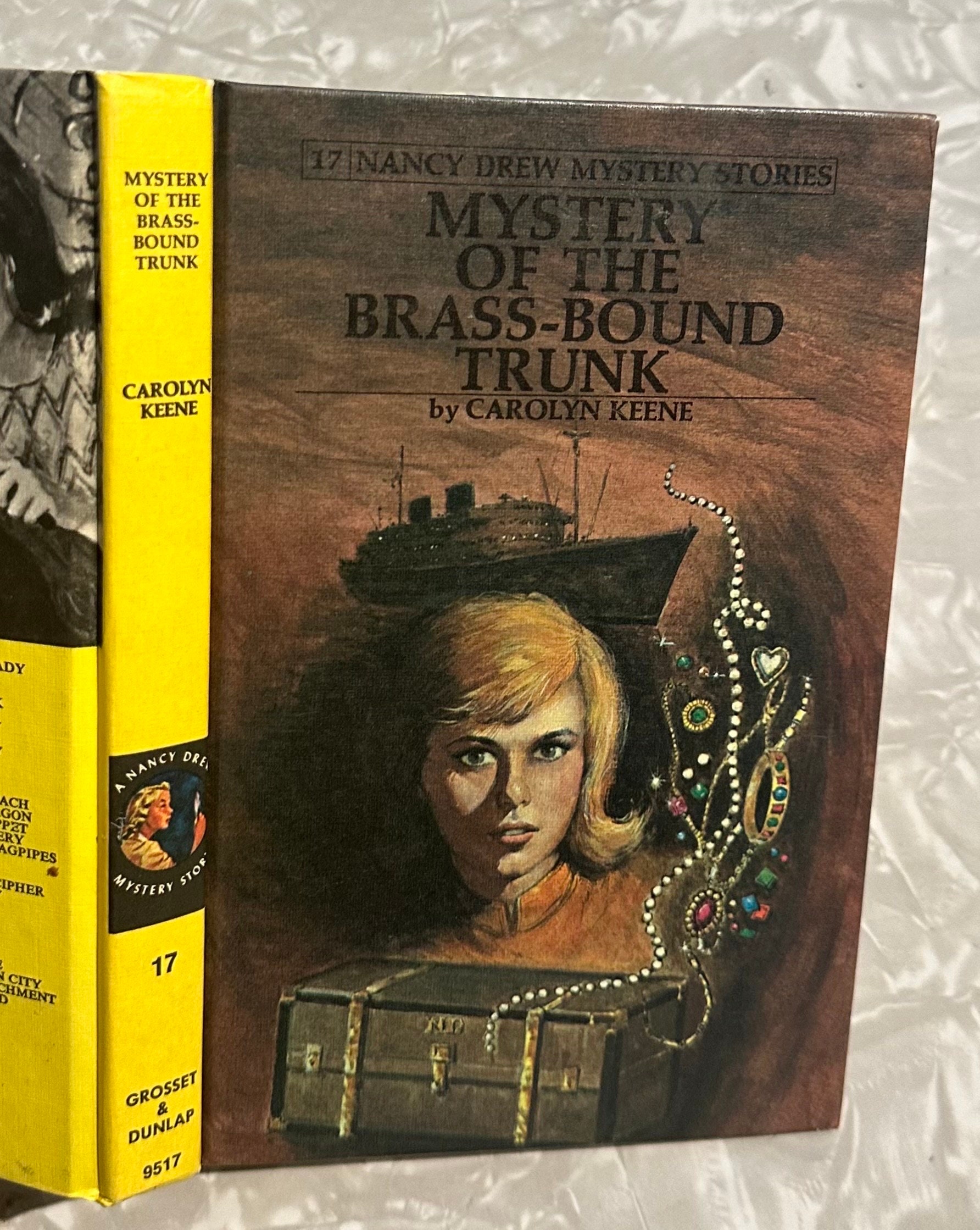 Nancy Drew #17 Mystery of the Brass Bound Trunk RT Yellow Spine Picture ...
