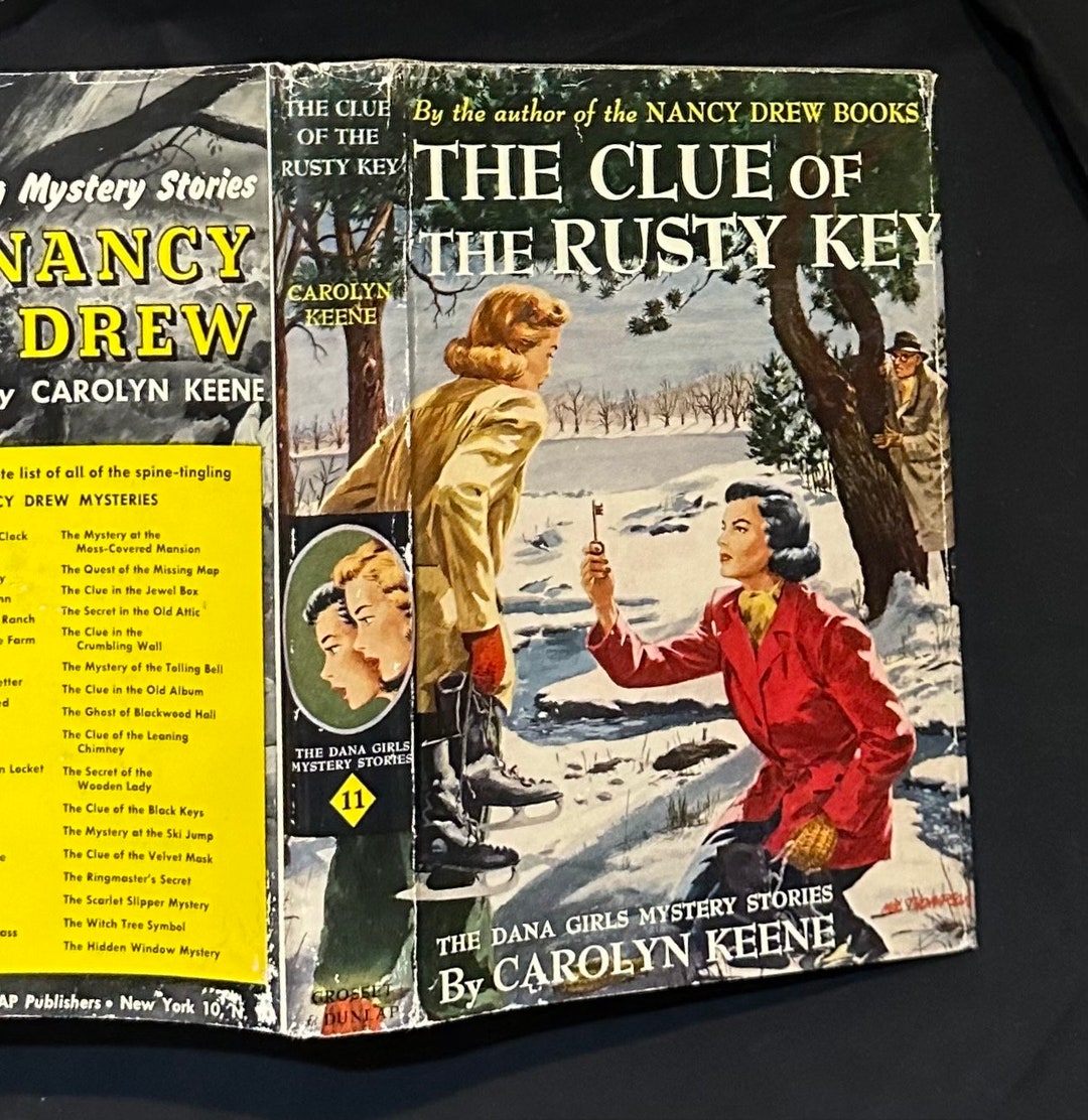 Dana Girls 11 Clue of the Rusty Key Wrap Spine DJ Green Tweed Etsy