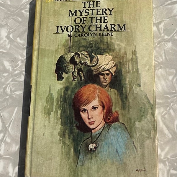 Nancy Drew #13 Mystery of Ivory Charm Revised Text Yellow Spine PC Carolyn Keene Nappi Cover