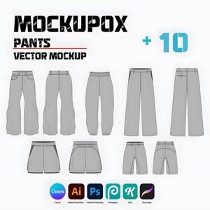 Streetwear Pants Vector Mockup Templates (AI, PSD, PNG)