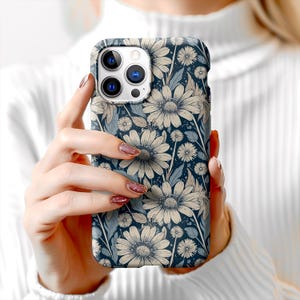Tough Cases for Flower Lovers, Blue Floral Design, Gift for Mom, Friends, Fits iPhone and Samsung, Luxury Phone Covers