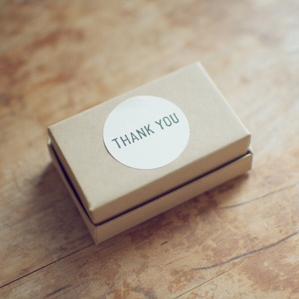 48 Thank You Hand-Stamped White Circle Stickers