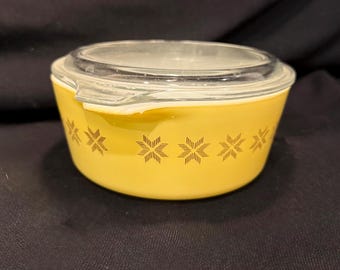 Vintage Pyrex-braadpan TOWN & COUNTRY oranje zeskant met doorzichtig deksel #471, 1 pint