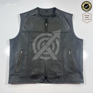 Men Luxury Streetwear Vest | Motorcycle Vest | Snake Embossed Texture Leather Vest | Custom Leather Vest