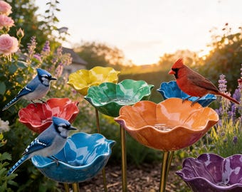 Metall Blumen-Vogeltränkepfahl, Vogel-Wasser-Futterhaus im Freien, Biene & Schmetterling-Teller, dekorative Garten-Yard-Verzierung, Terrasse-Dekor