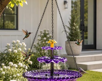 Solar Kolibri Futterbrunnen, bunte hängende Vogeltränke, Gartendekor im Freien, Terrasse Yard Vogelfutterhaus Geschenk