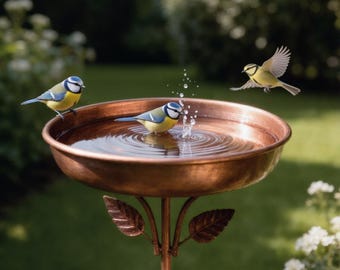 Kupfer Vogeltränke mit freistehendem Metallständer, wetterfeste Gartenvogelfutterschale, Terrasse Yard Dekor